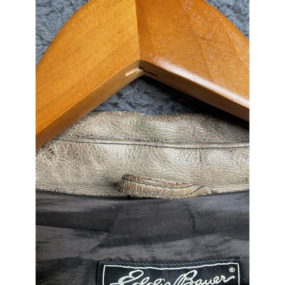 Eddie Bauer Mens 2XL Leather Bomber Jacket Full Zip Brown Distressed Gradient - Picture 12 of 16